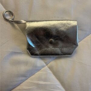 Silver Metallic Wristlet Pouch